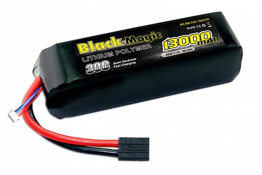 LiPo 7,4В(2S) 13000mAh 30C Soft Case Traxxas plug for TRAXXAS №1