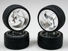 1/24-1/25 Tri-Blade Chrome Rims w/Tires