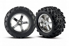 Tires &amp; wheels, assembled, glued (Hurricane chrome wheels, Maxx tires (6.3'' outer dia