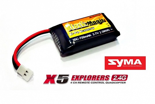 LiPo 3,7В(1S) 700mAh 35C Soft Case JST-Molex plug (for Syma X5) №1