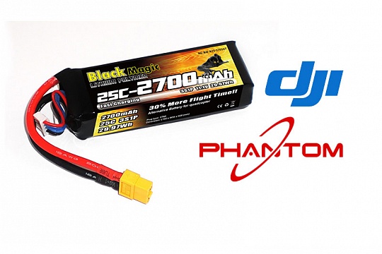 LiPo 11,1В(3S) 2700mAh 25C Soft Case XT-60 plug for DJI Phantom