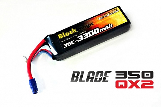 LiPo 11,1В(3S) 3300mAh 25C Soft Case EC3 (for BLADE 350 QX2 and QX3) №1