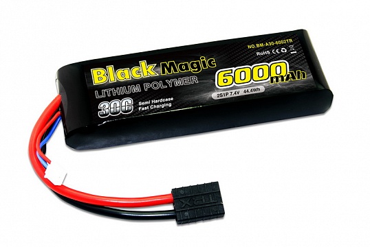 LiPo 7,4В(2S) 6000mAh 30C Soft Case Traxxas plug for TRAXXAS №1