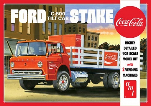 1/25 Ford C600 Tilt Cab Stake Bed Truck w/Coca-Cola Machines №1