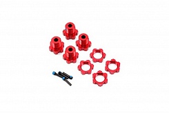 Wheel hubs, splined, 17mm (red-anodized) (4)/ wheel nuts, splined, 17mm (red-anodized) (4)/ screw pi