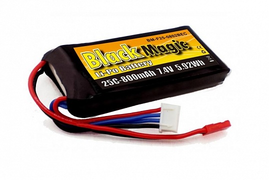 LiPo 7,4В(2S) 800mAh 25C Soft Case JST-BEC plug №1